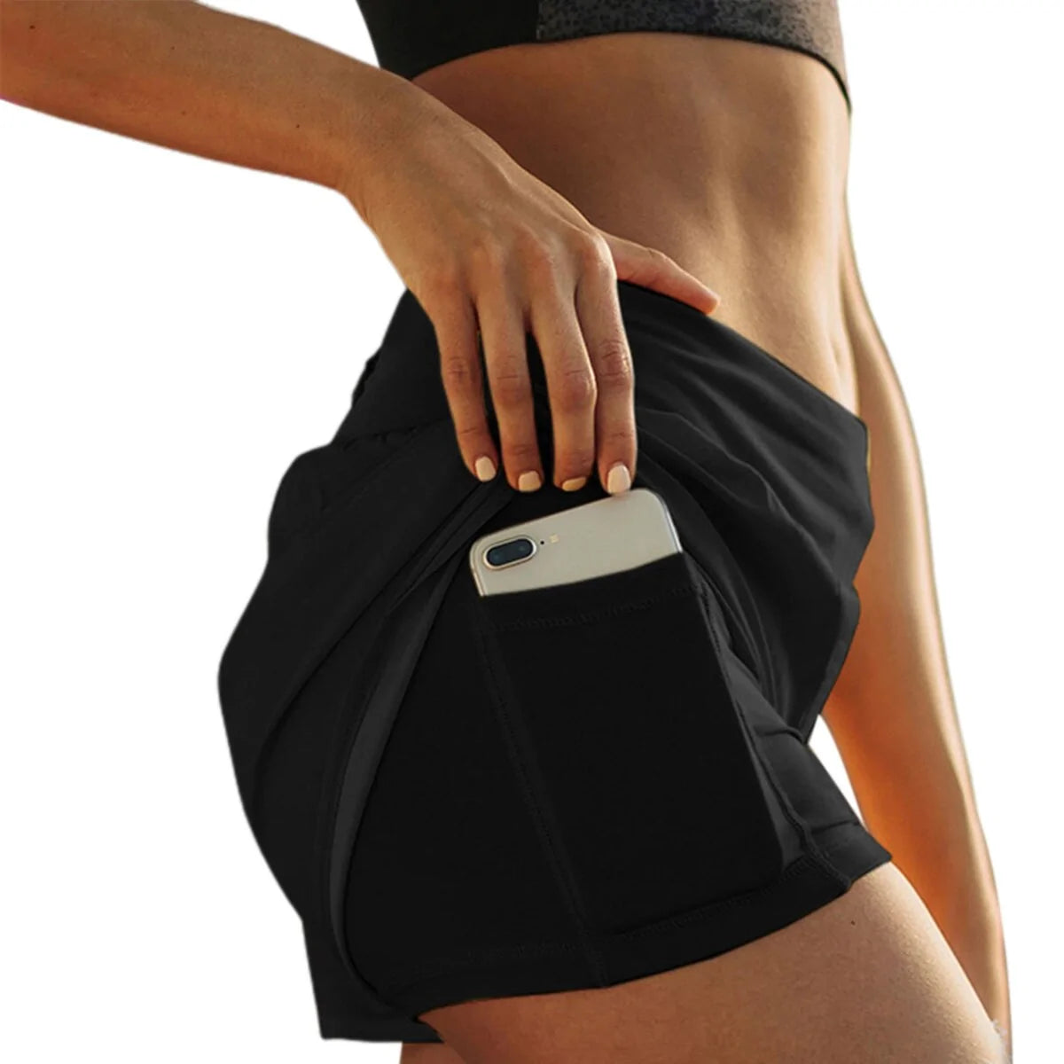 Women's High Waist Double Layer Summer Running Shorts