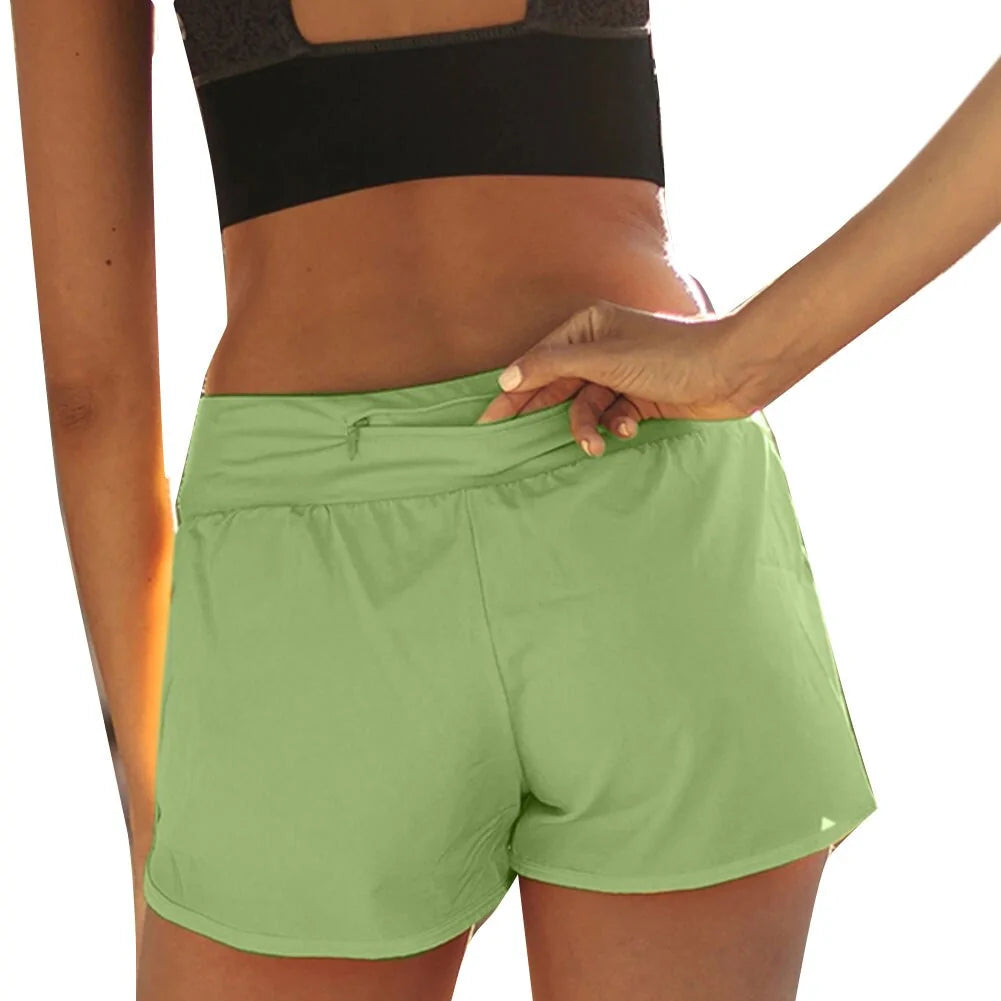 Women's High Waist Double Layer Summer Running Shorts