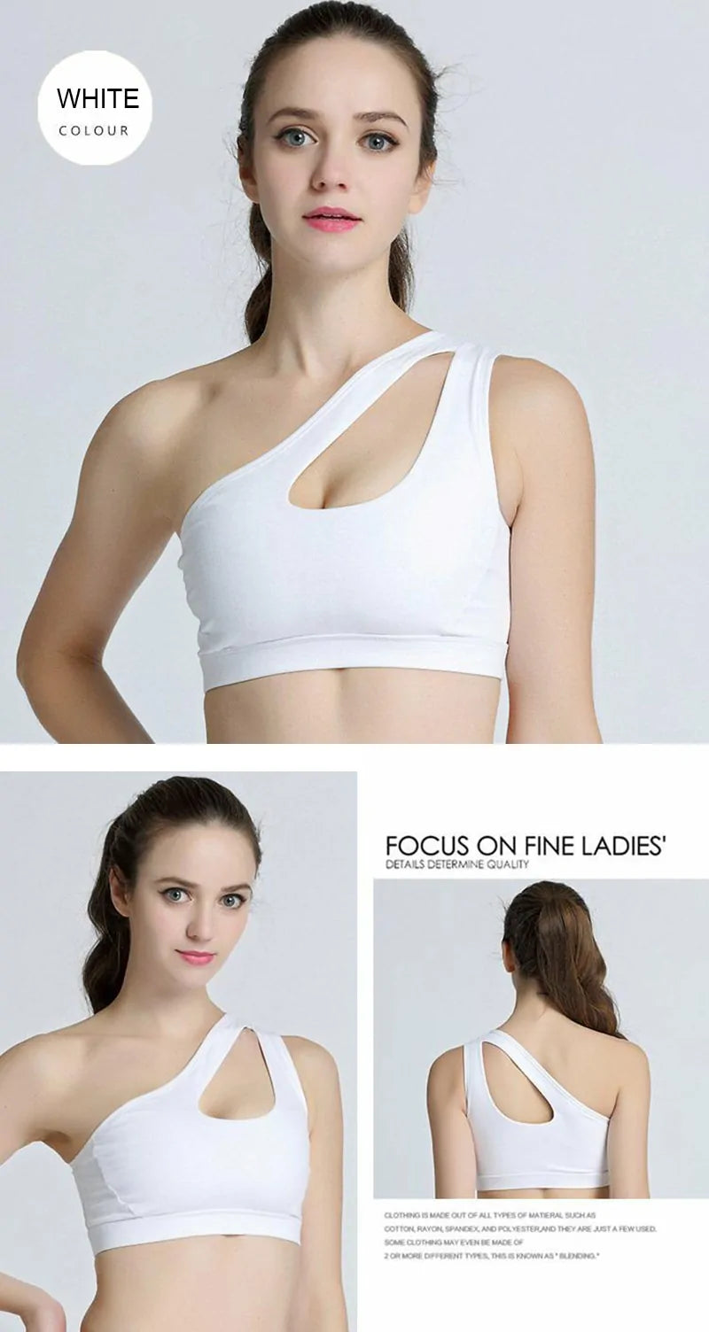 Single-Shoulder Wire-free and Push-Up Sports Bra