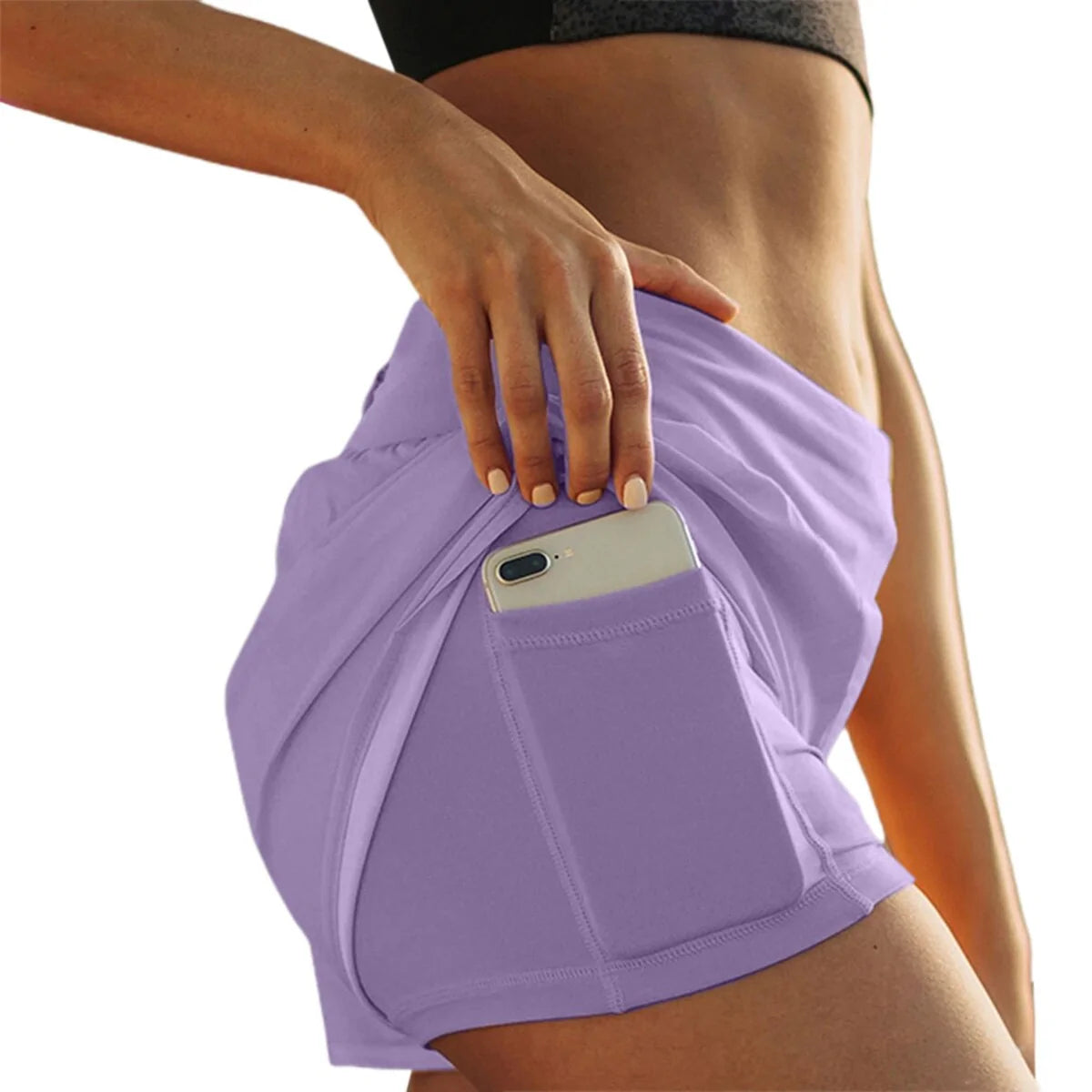 Women's High Waist Double Layer Summer Running Shorts