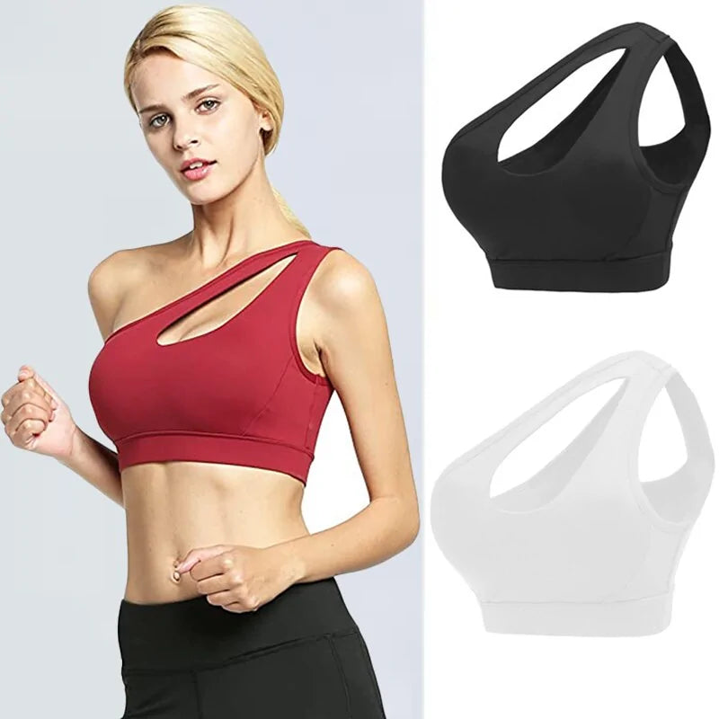 Single-Shoulder Wire-free and Push-Up Sports Bra