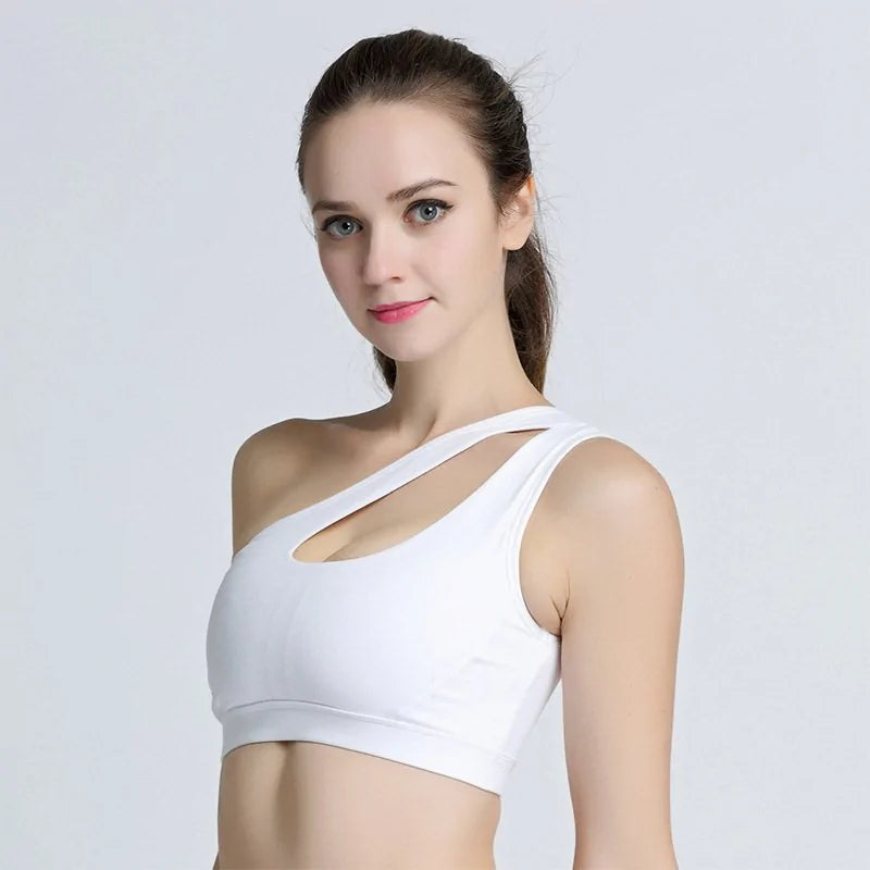 Single-Shoulder Wire-free and Push-Up Sports Bra